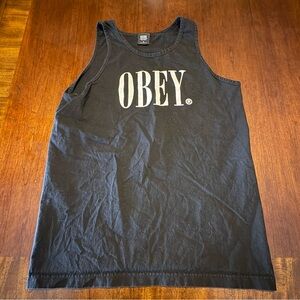 OBEY Logo Tank Top Medium Black Graphic Streetwear Quality Dissent